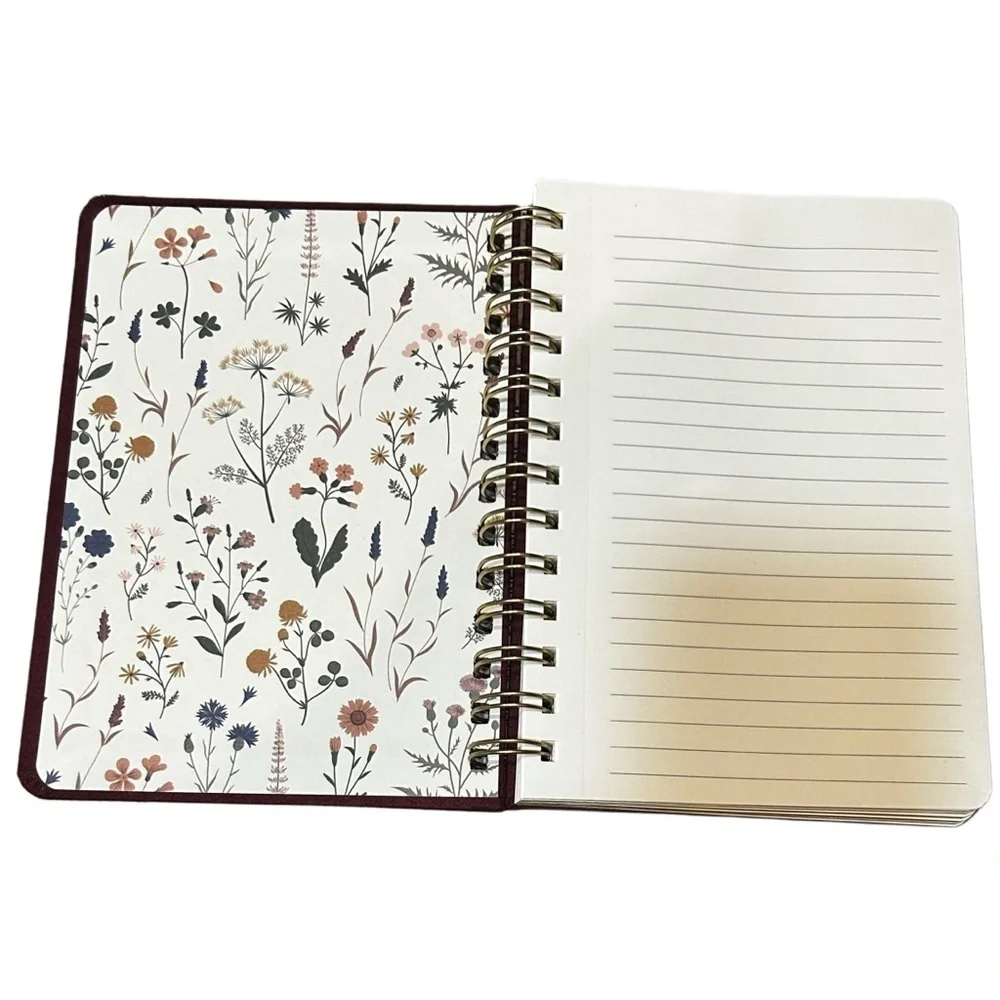 Threshold Burgundy Notebook with Gold Floral Design